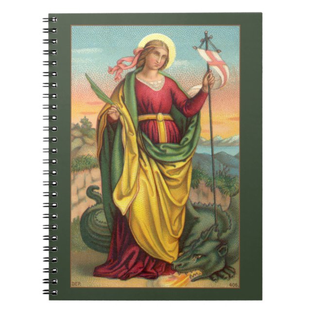 St. Margaret med Dragon and Resurrection Banner Anteckningsbok (Framsidan)