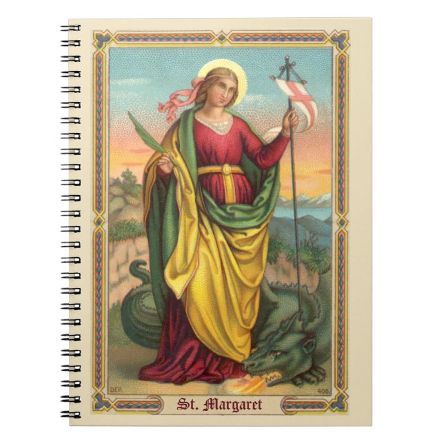 St. Margaret med Dragon and Resurrection Banner Anteckningsbok (Framsidan)