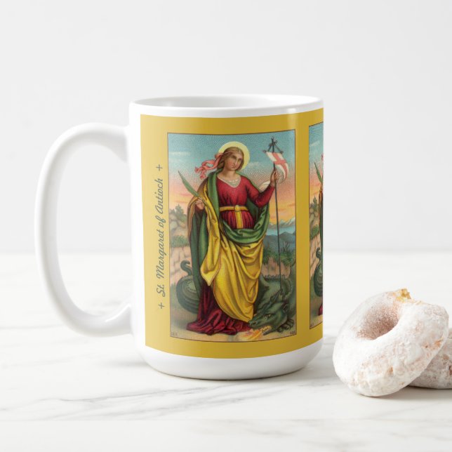 St. Margaret med Dragon and Resurrection Banner Kaffemugg (Med munk)