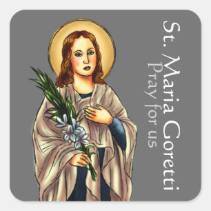 St. Maria Goretti Square Sticker Fyrkantigt Klistermärke