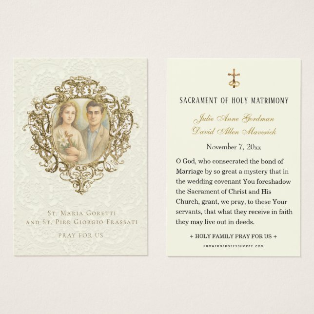 St. Maria Goretti & St. Pier Giorgio Wedding  Visitkort (Framsida & baksida)
