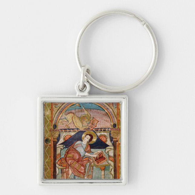 St Mark fransk Fyrkantig Silverfärgad Nyckelring (Framsidan)