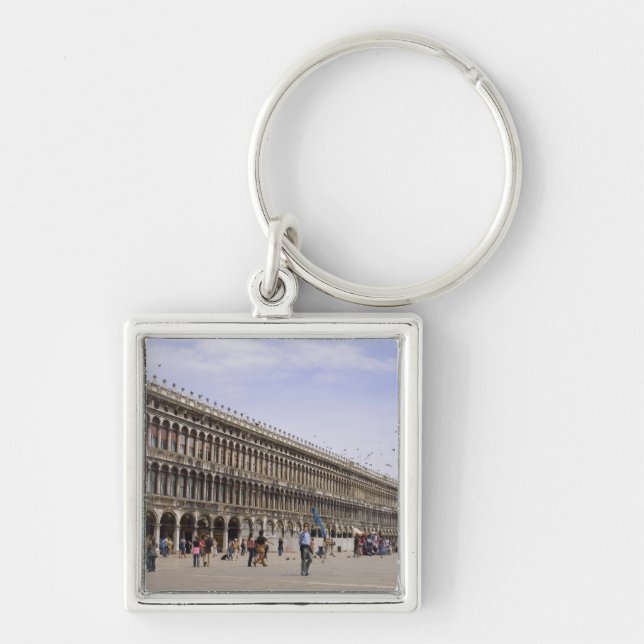 St Mark kvadrerar, Venedig, italien Fyrkantig Silverfärgad Nyckelring (Framsidan)