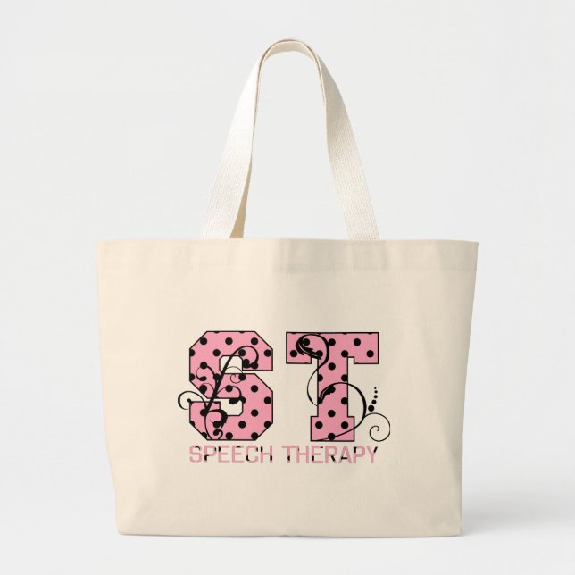 st märker rosa och svart polka dots jumbo tygkasse (Framsidan)