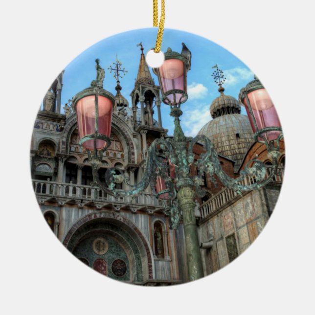 St. Marks and Lamp, Venedig, Italien Julgransprydnad Keramik (Framsidan)