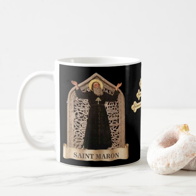 St. Maron och St. Charbel of the Maronite Rite Kaffemugg (Med munk)