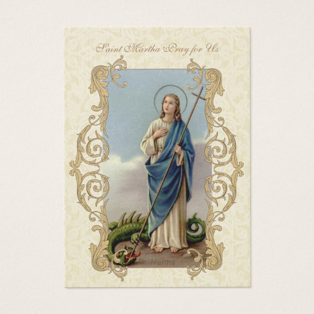 St. Martha 9-veckors Novena HELIGA CARD Visitkort (Framsidan)