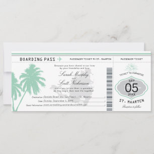 St. Martin Boarding Pass Destination Wedding Invit Inbjudningar