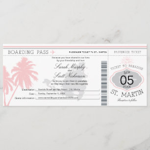 St. Martin Boarding Pass Destinationsbröllop Inbjudningar