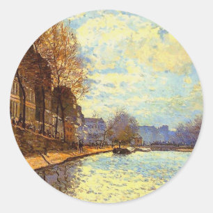 St Martin Canal av Sisley Impressionist Painting Runt Klistermärke