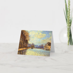 St Martin Canal av Sisley Impressionist Painting Tack Kort