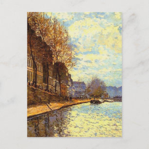 St Martin Canal av Sisley Impressionist Painting Vykort