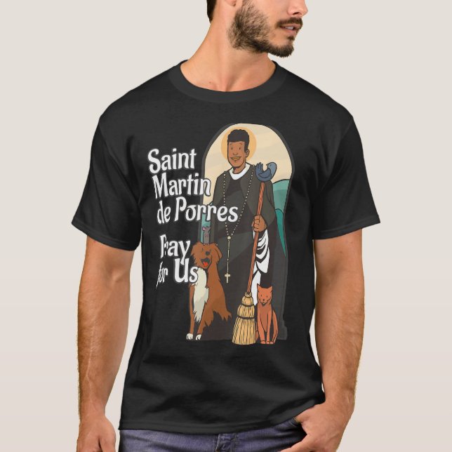 St Martin de Porres African American Black Saints T Shirt (Framsida)