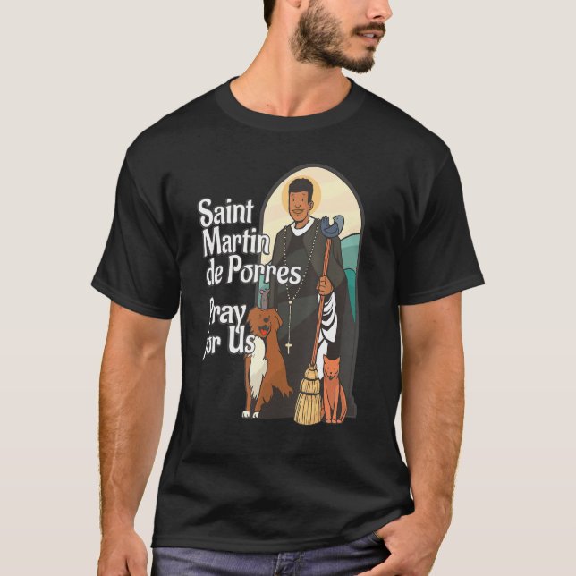 St Martin De Porres African American Black Saints  T Shirt (Framsida)