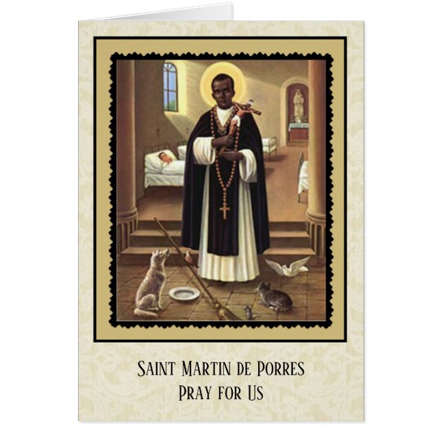 St Martin de Porres Katolik präst Hälsningskort (Framsidan)