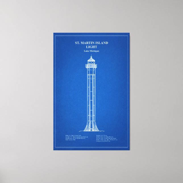 St. Martin Island Lighthouse - Michigan - AD Canvastryck (Framsida)