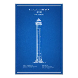St. Martin Island Lighthouse - Michigan - AD Fototryck