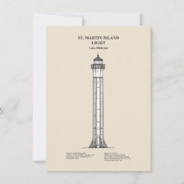 St. Martin Island Lighthouse - Michigan - SBD Anteckningskort