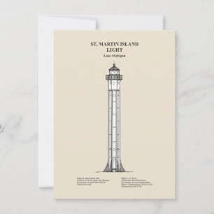 St. Martin Island Lighthouse - Michigan - SBD Anteckningskort