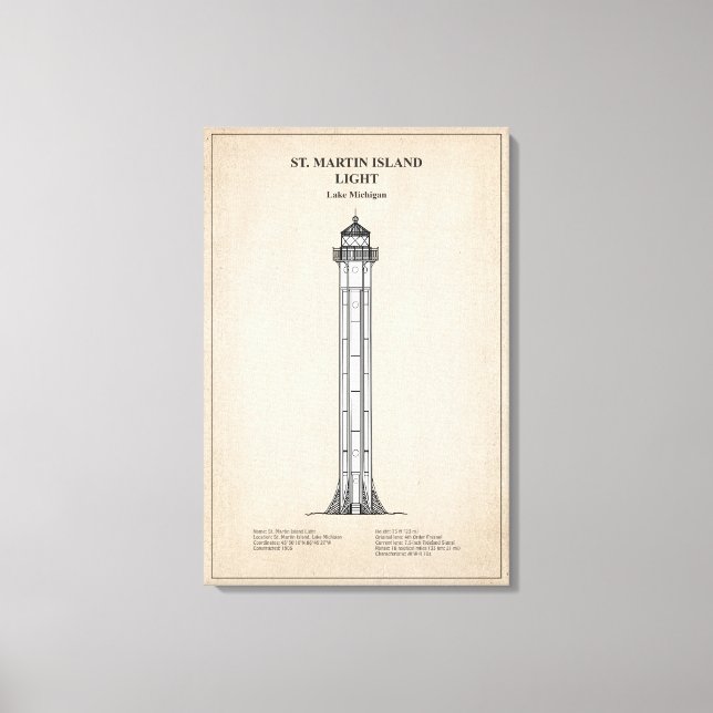 St. Martin Island Lighthouse - Michigan - SBD Canvastryck (Framsida)