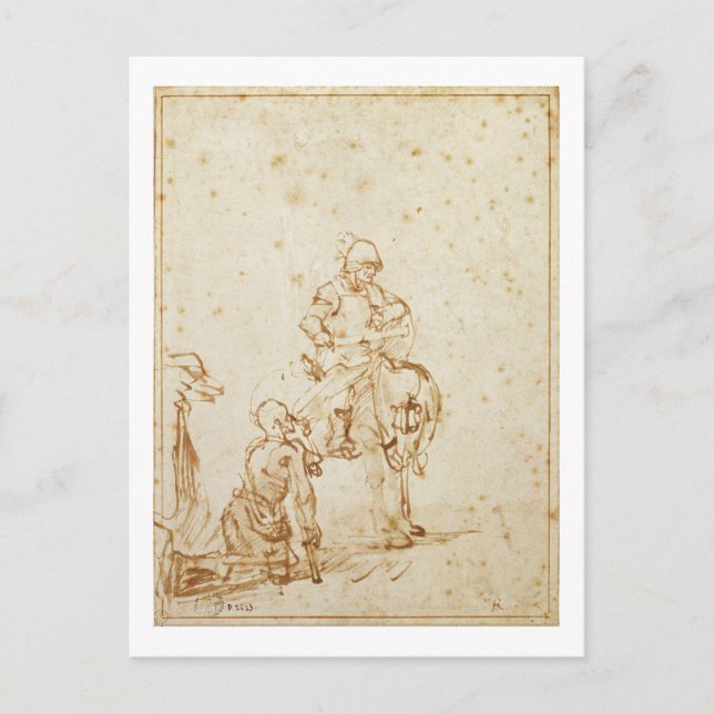 St. Martin och Beggar (pennan & bläck på papper) Vykort (Framsida)