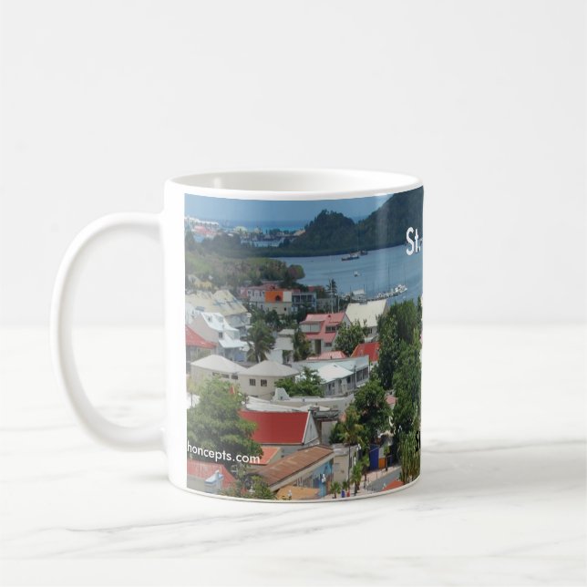 St. Martin och Marigot Bay Photo Kaffemugg (Vänster)