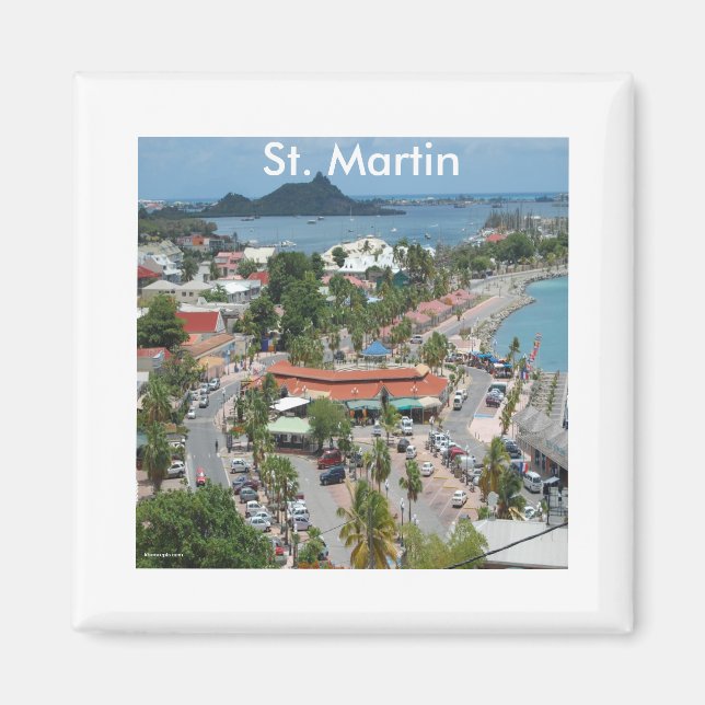 St. Martin och Marigot Bay Photo Magnet (Framsidan)