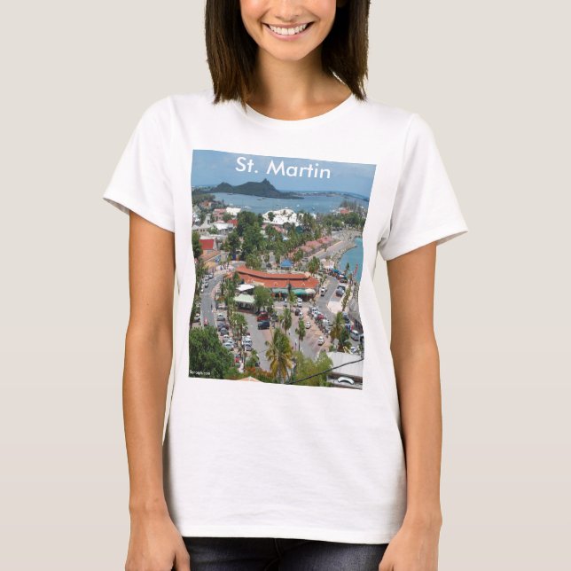 St. Martin och Marigot Bay Photo T Shirt (Framsida)