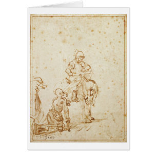 St Martin och tiggaren (skriva & bläck på papper Hälsningskort
