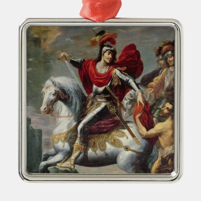 St Martin som delar hans kappa med tiggaren Julgransprydnad Metall (Framsidan)