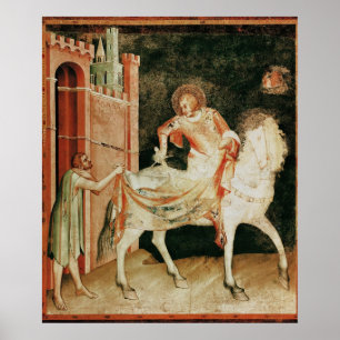 St Martin som delar hans kappa med tiggaren Poster