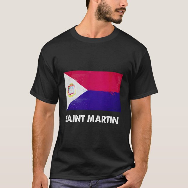 St. Martinois Saint Martin Flagga T Shirt (Framsida)