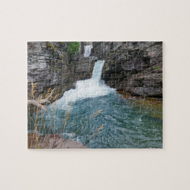 St. Mary Falls II vid Glacier National Park Pussel (Horisontell)