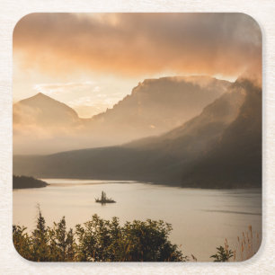 St. Mary Lake Glacier National Park, Montana Underlägg Papper Kvadrat