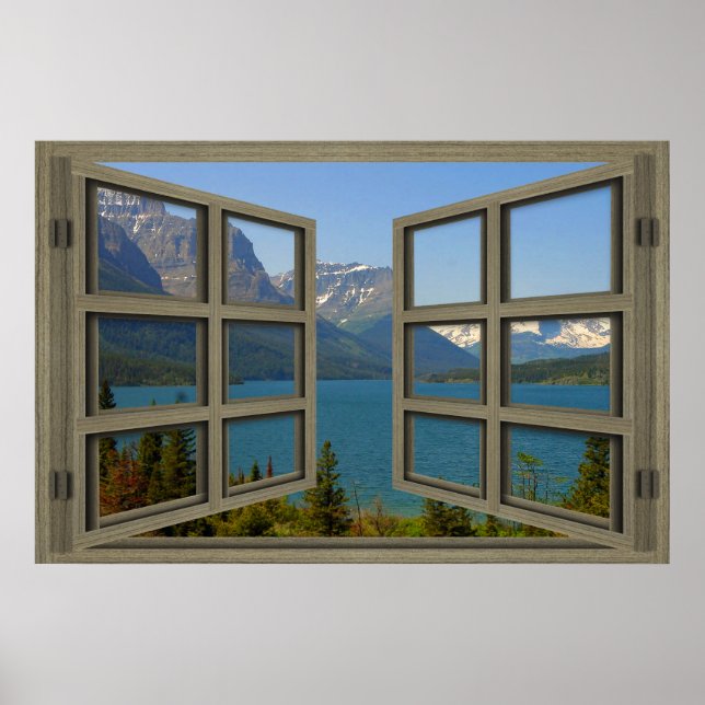 St. Mary Lake Through An Open Window Poster (Framsidan)