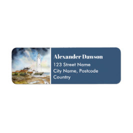 St Mary Lighthouse Whitley Bay Newcastle on Tyne Returadress Etikett