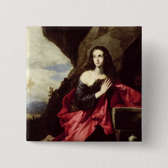 St Mary Magdalene eller St. Thais i öknen Knapp (Framsida)