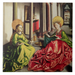 St Mary Magdalene och St. Catherine av Alexandria Kakelplatta