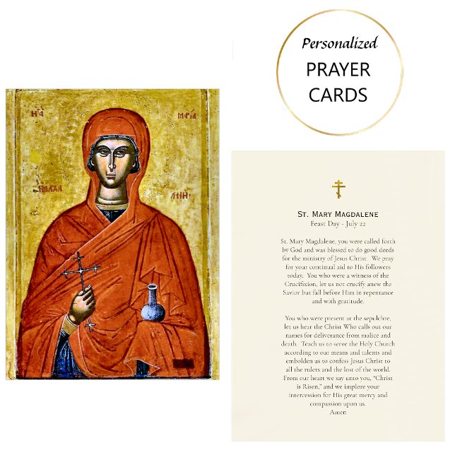 St. Mary Magdalene Orthodox Prayer Card Placeringskort (Skapare uppladdad)