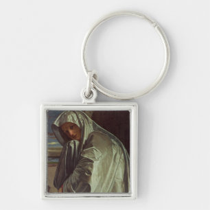 St Mary Magdalene som att närma sig sepulchren Fyrkantig Silverfärgad Nyckelring
