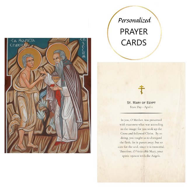 St. Mary of Egypten Orthodox Christian Prayer Card Placeringskort (Skapare uppladdad)