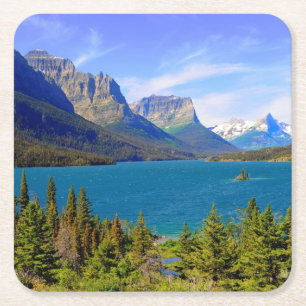 St Mary sjö, glaciärnationalpark, Montana Underlägg Papper Kvadrat