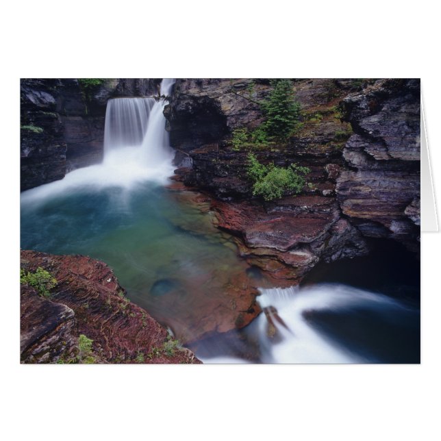 St Maryfallen i Glacier National Park i Hälsningskort (Framsidan Horizontal)