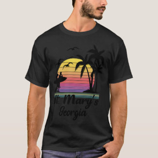 St. Mary's Georgia Seaside Retro Sunset T Shirt