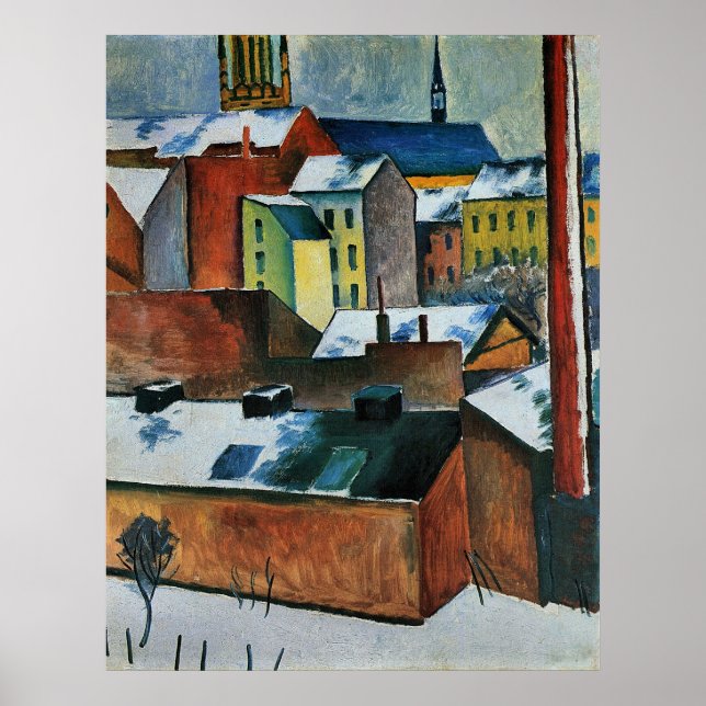 St. Marys kyrka i snö senast augusti Macke Poster (Framsidan)