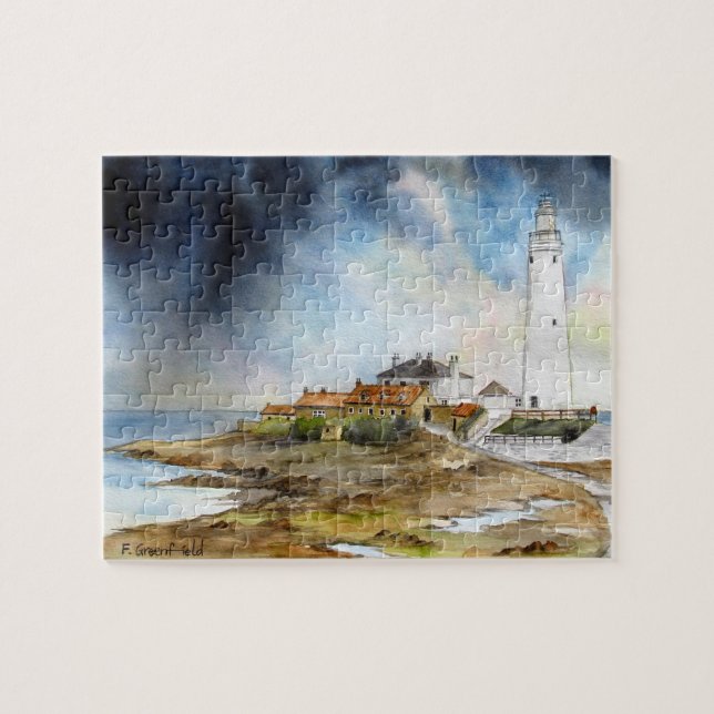 St Marys Lighthouse Whitley Bay North Öster Englan Pussel (Horisontell)