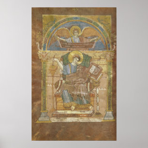 St Matthew från gospelet av St. Riquier Poster