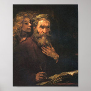 St. Matthew och Angel by Rembrandt Poster
