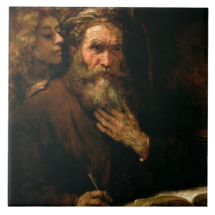 St Matthew och ängeln, 1655-60 (olja på kanfas) Kakelplatta