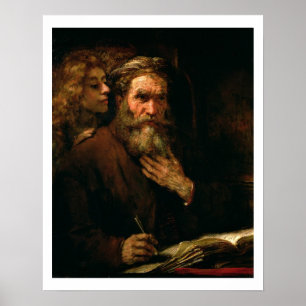 St Matthew och ängeln, 1655-60 (olja på kanfas) Poster